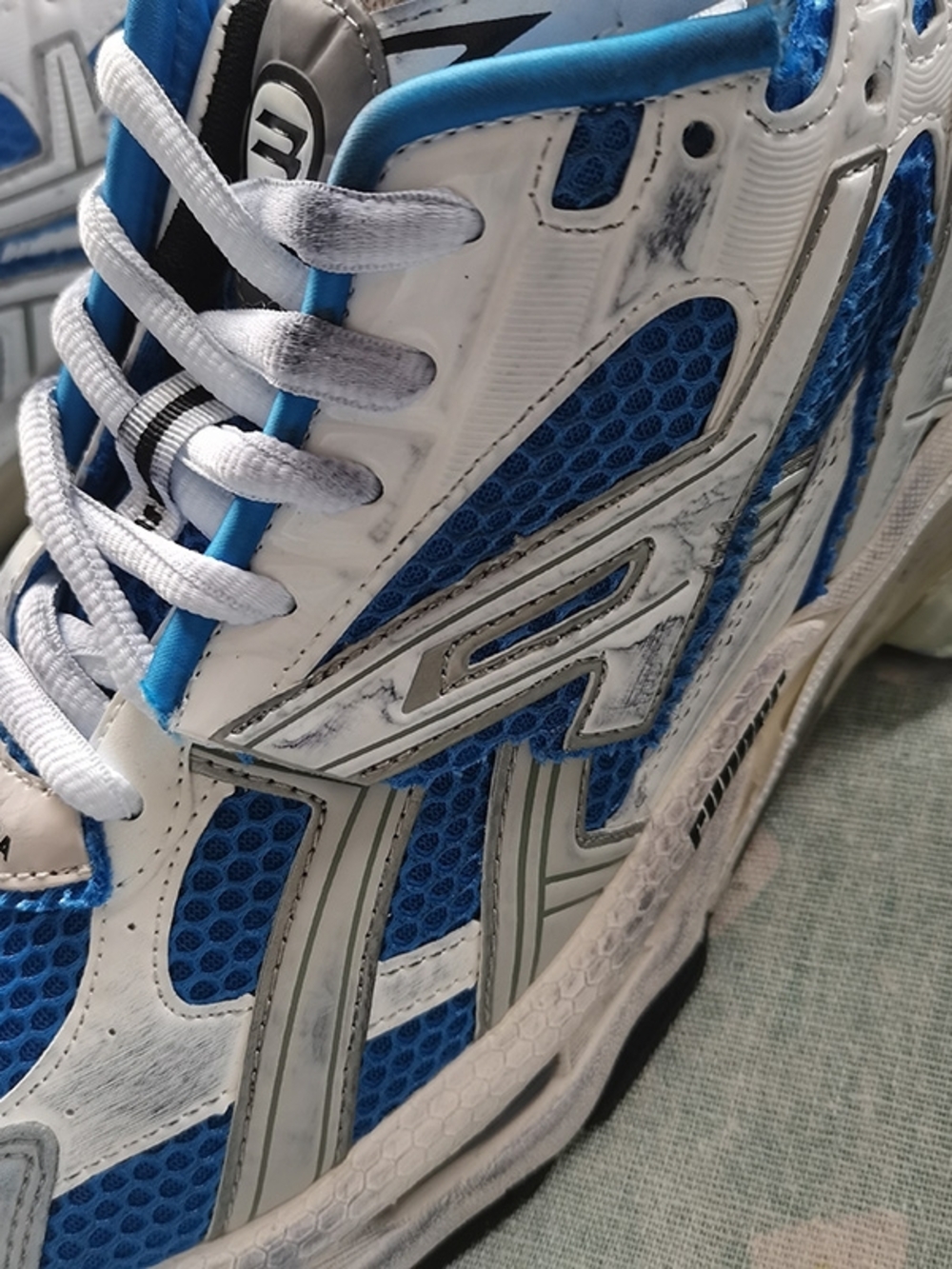 Balenciaga Blue, White & Silver Runner Sneakers - Picture 7 of 10